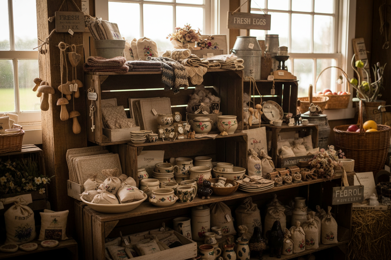 knick knacks  in  a farm shop
